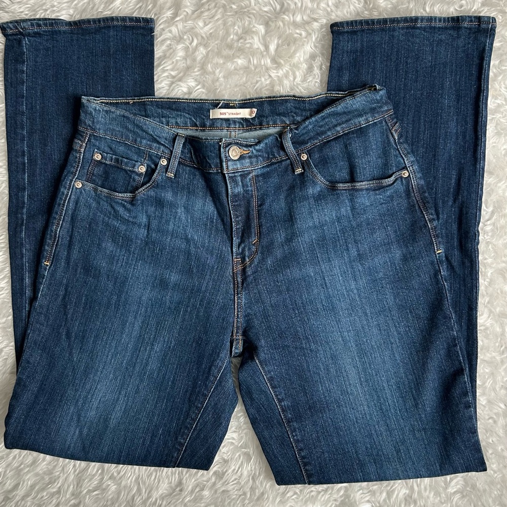 Levi's Women's Dark Blue 505 Straight Jeans 30 - Picture 7 of 13
